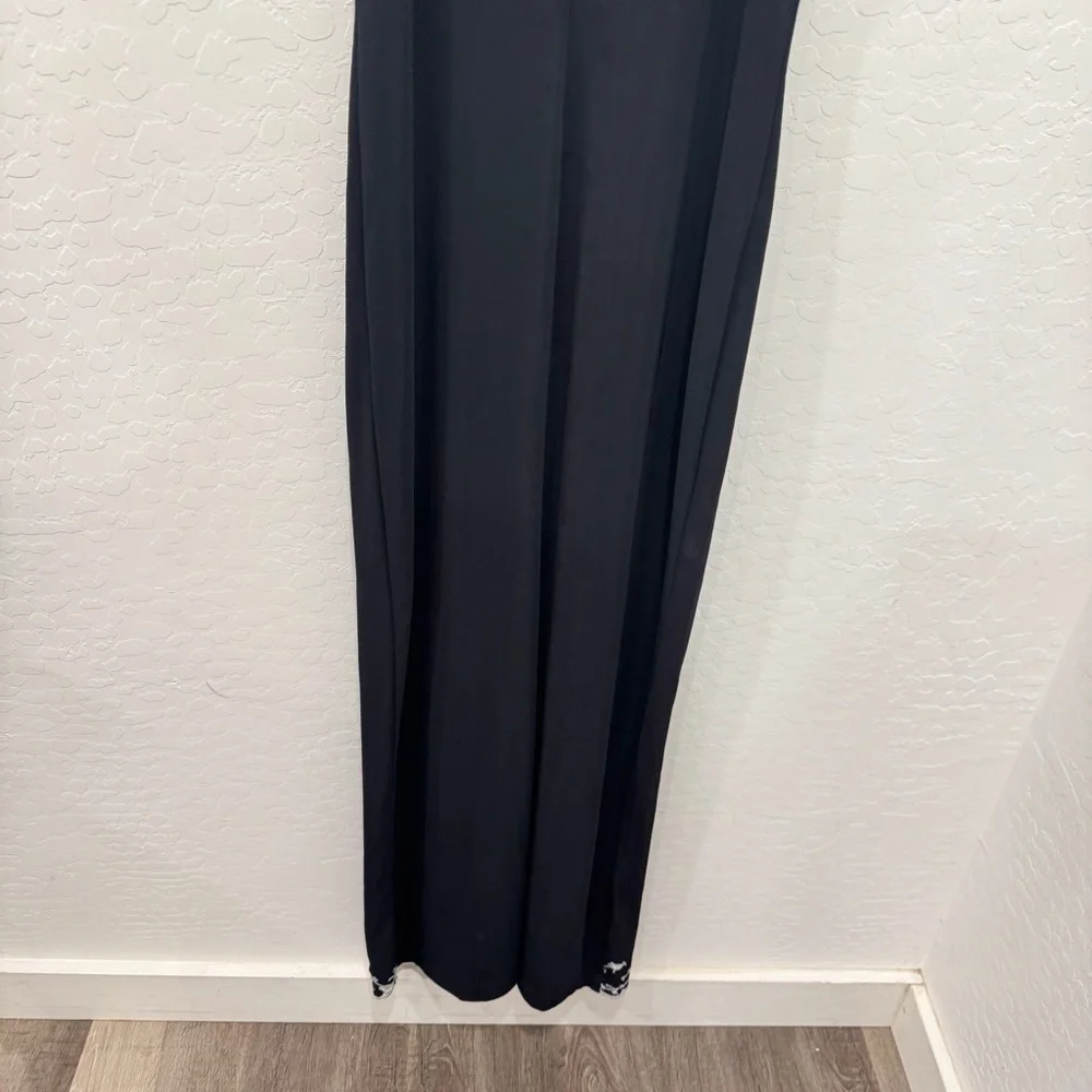 Vtg City Triangles Black Embroidered Dress Medium